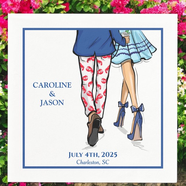 Fashion Couple Red Lobster Shower Wedding Favors Napkins (Creator Uploaded)