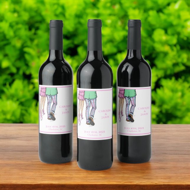 Fashion Couple Red Lobster Shower Wedding Favors Wine Label (Creator Uploaded)