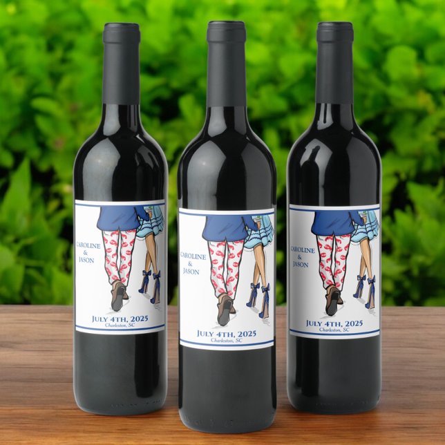 Fashion Couple Red Lobster Shower Wedding Favors Wine Label (Creator Uploaded)