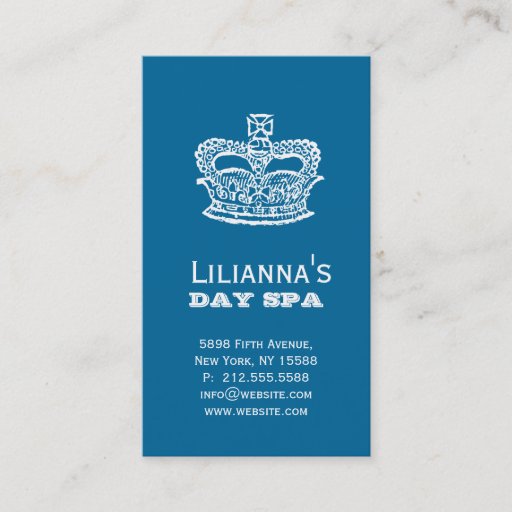 Customizable Fashion Crown Salon Spa Denim blue Business Cards