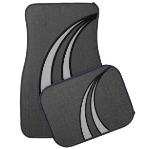 Fashion curvy lines on gray & silver car floor mat