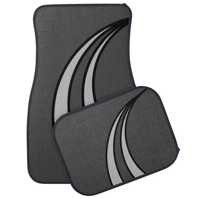 Fashion curvy lines on gray & silver car floor mat (Set)