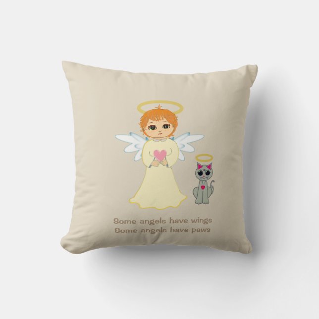Fashion Cute Angel Throw Pillow (Front)