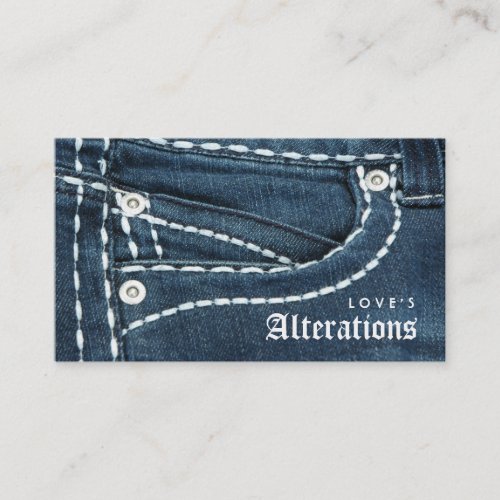 Fashion Denim Jeans Alterations Sewing Business Card Template