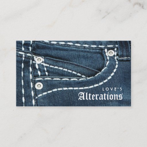 Customizable Fashion Denim Jeans Alterations Sewing Business Card Template
