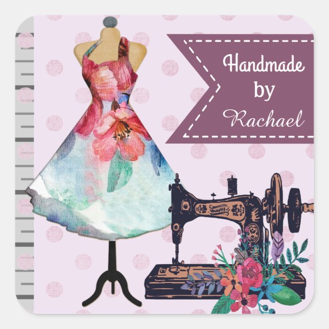 Fashion Design and Crafts Personalised Handmade Square Sticker (Front)