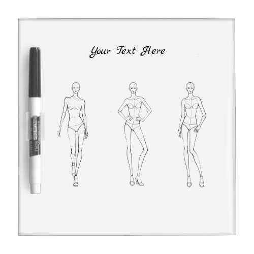 Fashion Design Drawing Of Womans Figure Croquis Dry Erase Board