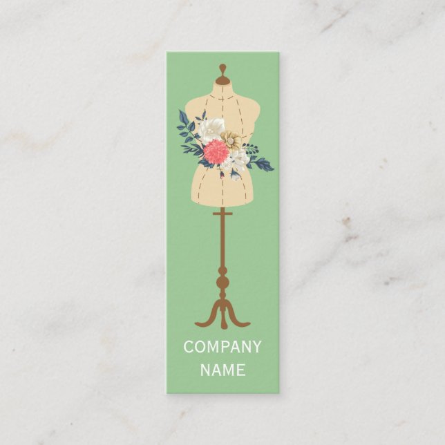 Fashion Design Dress Making Clothes Mannequin Mini Business Card (Front)