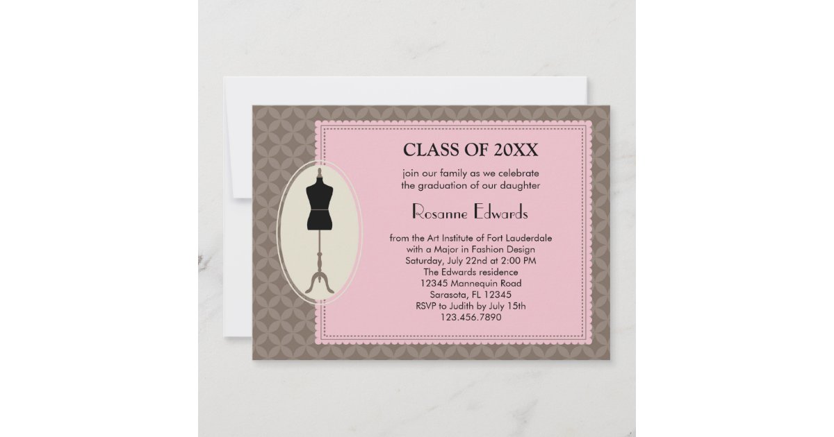 Textile Program Invitation Sample Fashion Design Graduation Invitation | Zazzle