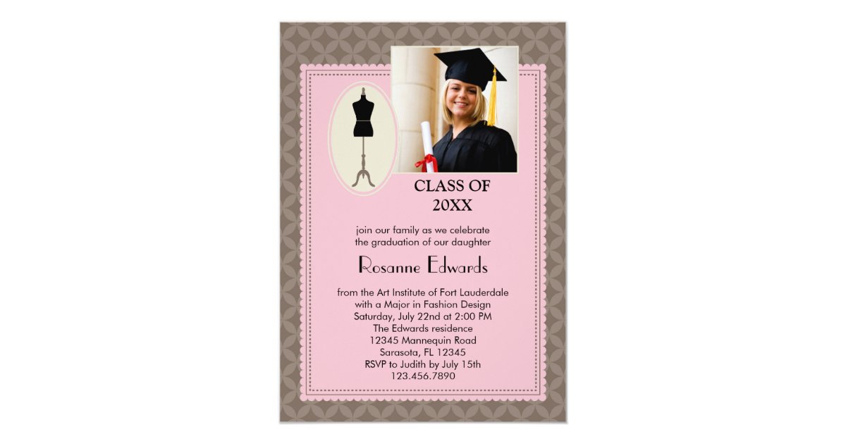 Fashion Design Graduation Photo Invitation | Zazzle.com