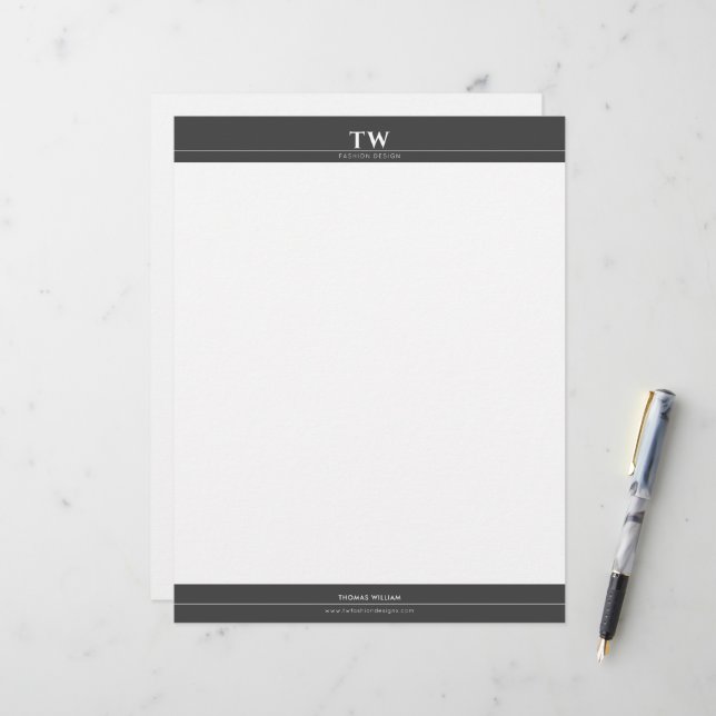 Fashion Designer Black Letterhead (Front/Back In Situ)