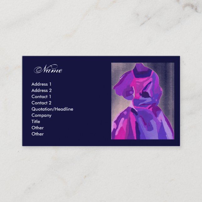 "Fashion Designer" Blue Dress Profile Card (Front)