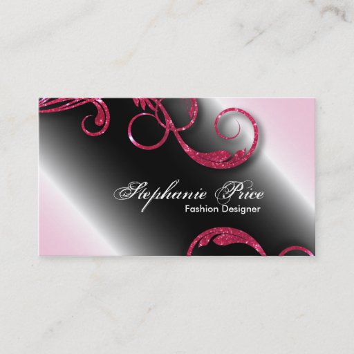 Customizable Fashion Designer Business Card - Pink Sparkle