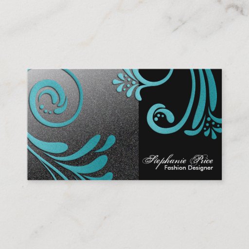 Customizable Fashion Designer Business Card - Turquoise &amp; Black