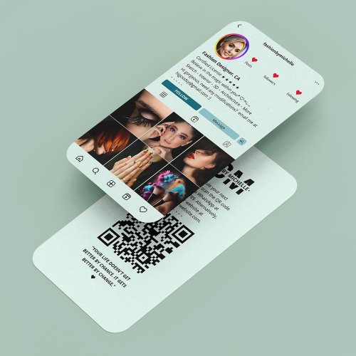 Fashion Designer Instagram Mint Modern  Business Card