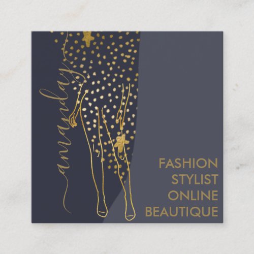 Fashion Designer Logo QR Body SHAPE Stylist Modern Square Business Card