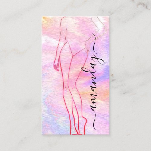 Fashion Designer Logo QR Pink Body Care Business Card