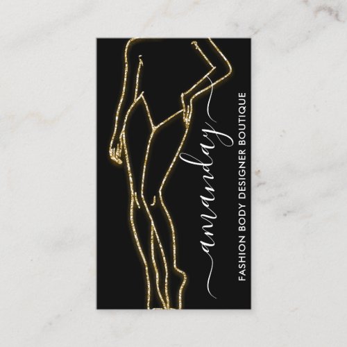 Fashion Designer Logo QR Rose Body Care Gold Black Business Card