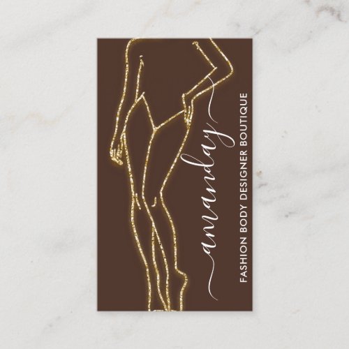 Fashion Designer Logo QR Rose Body Care Gold Brown Business Card