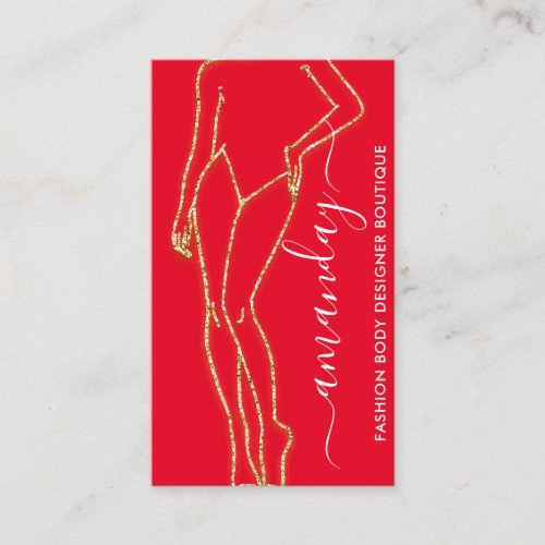 Fashion Designer Logo QR Rose Body Care Red Business Card