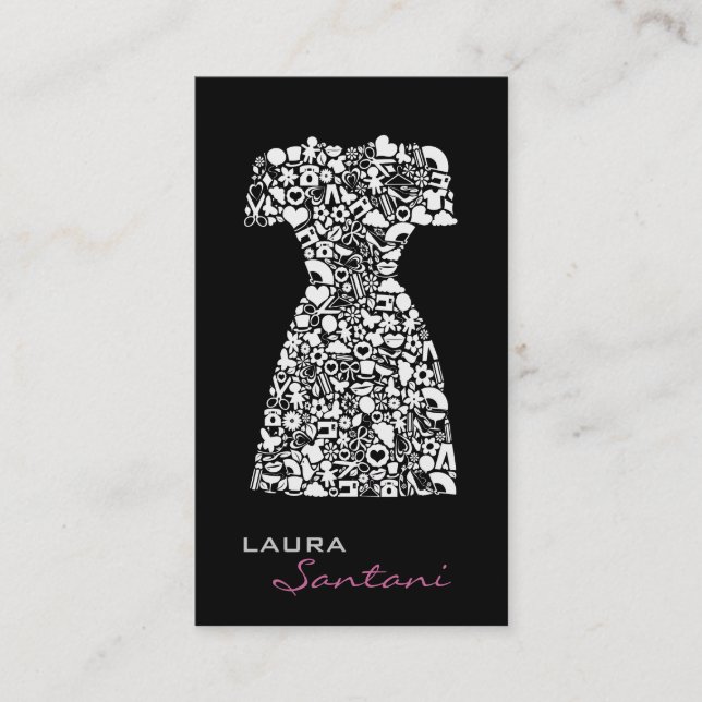 Fashion Designer Modern Black Business Cards (Front)