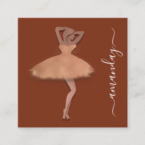 Fashion Designer Shop Dress QRCode Logo Rose Gold Square Business Card