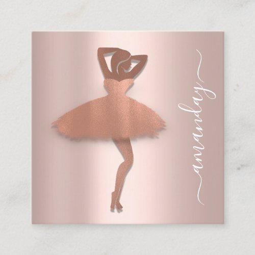 Fashion Designer Shop Dress QRCode Logo Rose Gold Square Business Card