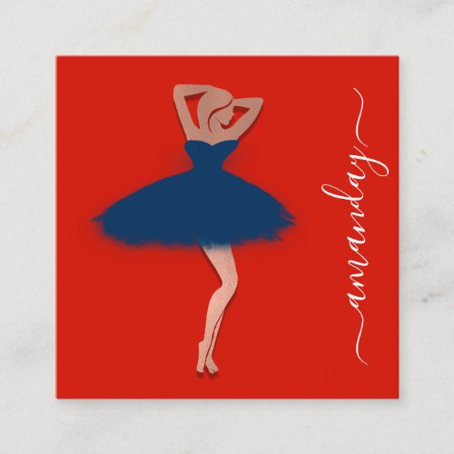 Fashion Designer Shop Red Blue Dress QR Code Logo Square Business Card