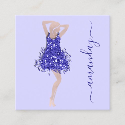 Fashion Designer Shop Rose Blue Dress QR  Logo  Square Business Card