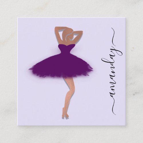 Fashion Designer Shop Violet Dress QR Code Logo Square Business Card