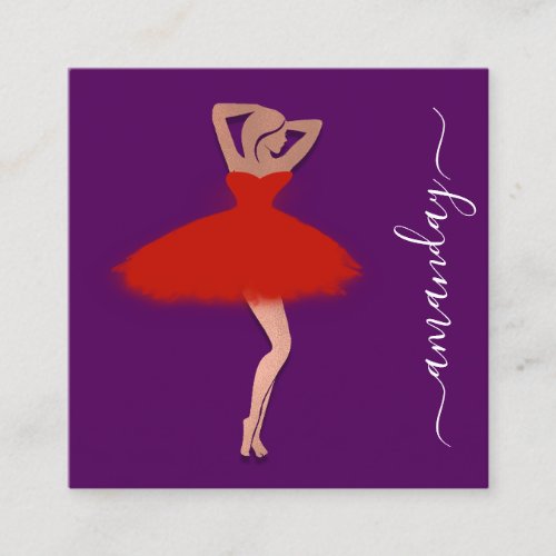 Fashion Designer Shop Violet Red Dress QRCode Logo Square Business Card