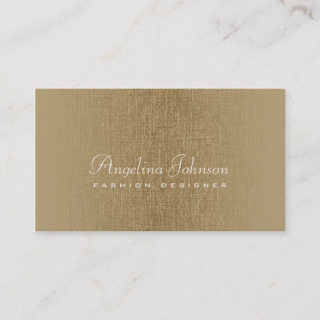 Fashion Designer Simple Bronze Linen Card (Front)