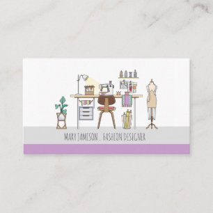 Fashion Designer Studio And Tools Square Business Card