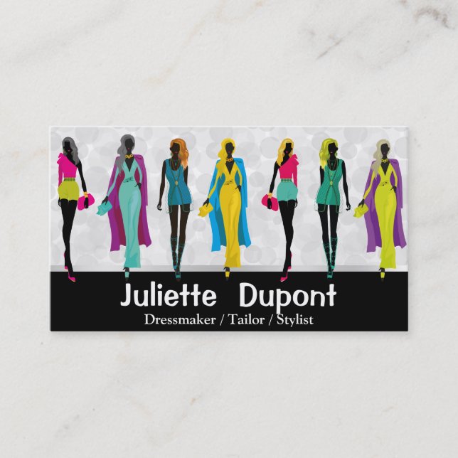 Fashion Designer Stylist glam black white Business Card (Front)