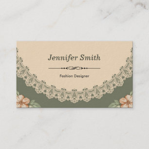 Fashion Designer - Vintage Chic Floral Business Card