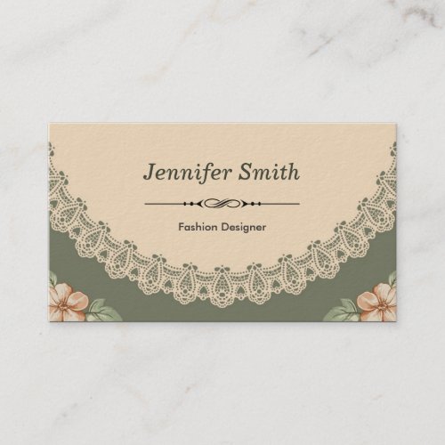 Fashion Designer _ Vintage Chic Floral Business Card