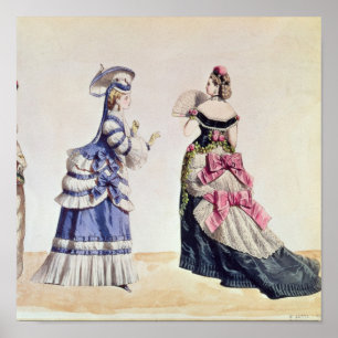 Fashion designs for women from the 1860's poster
