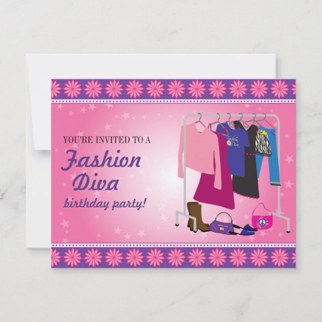 Fashion Diva Birthday Party Invitation (Front)