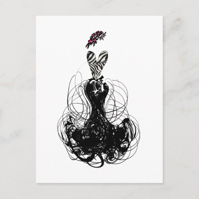 Fashion diva - Black and White Postcard (Front)