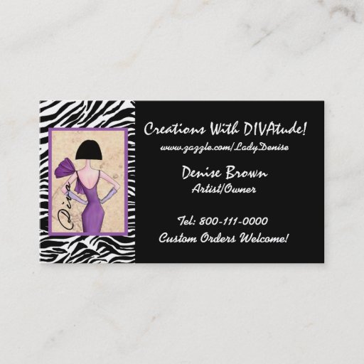 Customizable Fashion Diva Business Cards