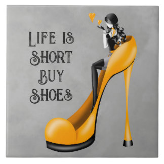 Fashion Diva in Stiletto Golden Ceramic Tile