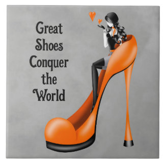 Fashion Diva in Stiletto orange Ceramic Tile