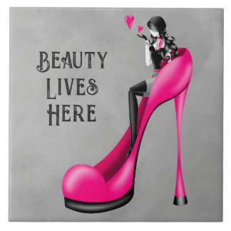 Fashion Diva in Stiletto Pink Ceramic Tile