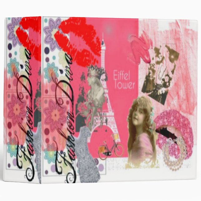 FASHION DIVA NOTEBOOK AVERY BINDER - PINK GIFTS (Front/Spine)