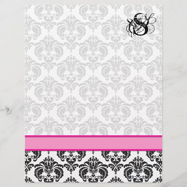 Fashion Diva Pink Raspberry Monogram Damask (Front)