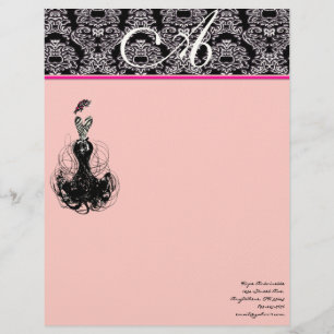 Fashion Diva Pink Raspberry Monogram Letterhead