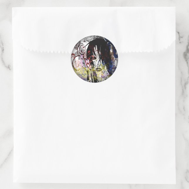 Fashion Diva Swirled Classic Round Sticker (Bag)