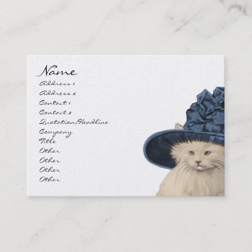 Customizable Fashion Diva Vintage Kitty Cat Business Cards Blue