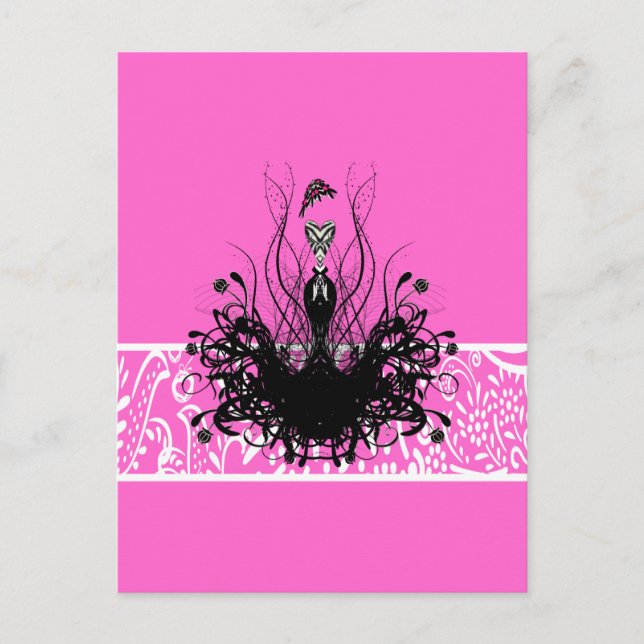 Fashion Diva Vintage Swirly Dress on Pink Postcard (Front)