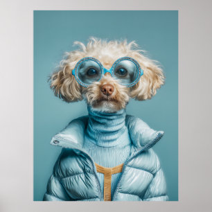 Fashion Dog In Blue Outfit Poster
